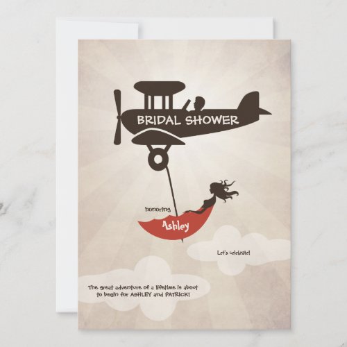 LOVE FLIGHT  Bridal Shower Custom Invitation