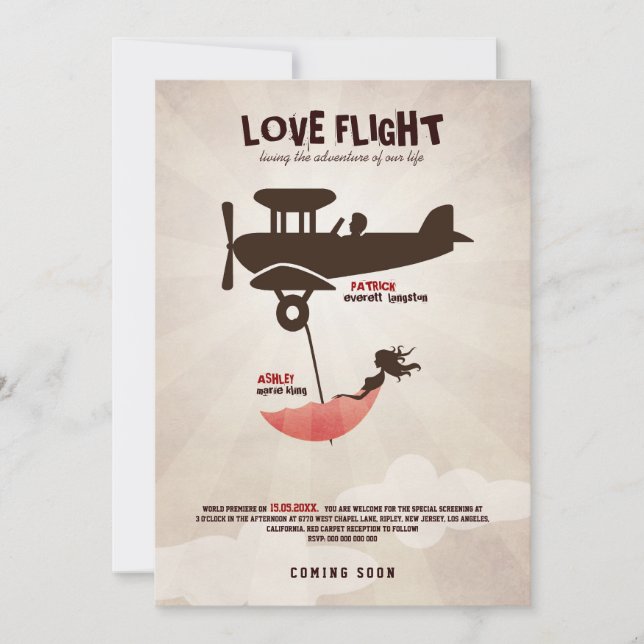 LOVE FLIGHT  Wedding Invitation (Front)