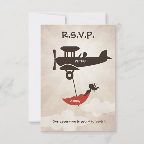 LOVE FLIGHT  Wedding RSVP Invitation