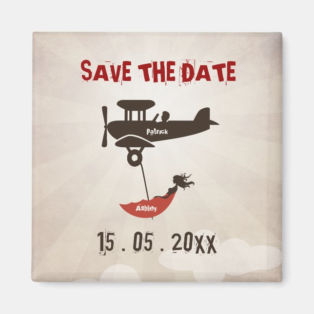 LOVE FLIGHT  Wedding Save the Date Magnet (Front)