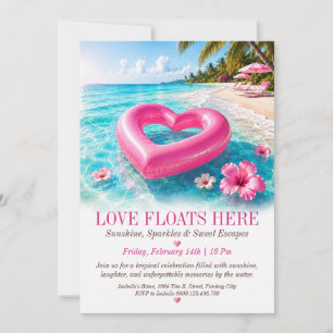 Love Floats Here Tropical Beach Party Invitation