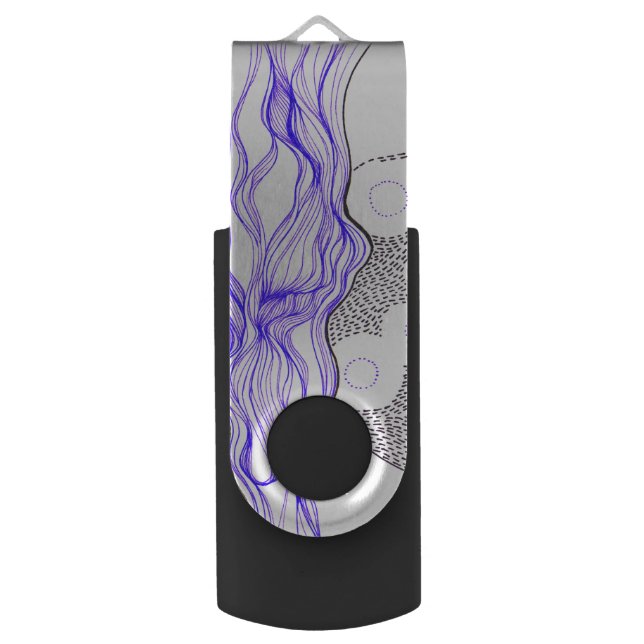 Love Floats, Silver, 8 GB USB, Black Flash Drive (Back (Vertical))