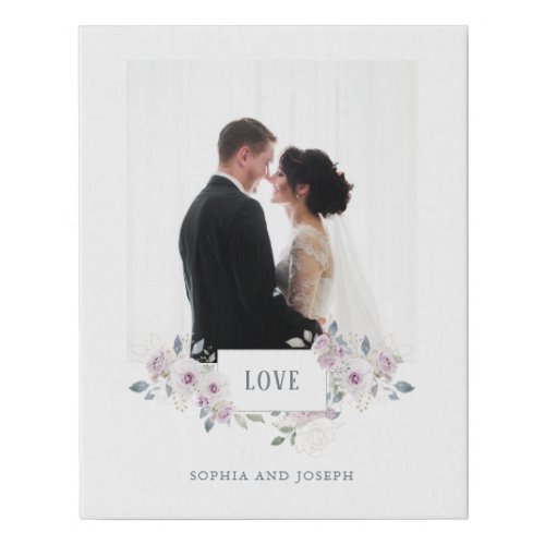 Love  Floral Embellished Photo Faux Canvas Print