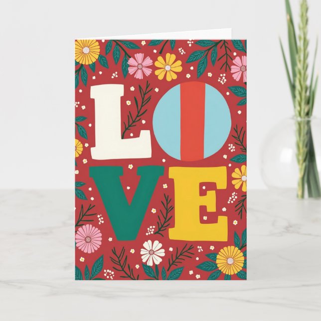 Love Floral Greeting Card (Front)