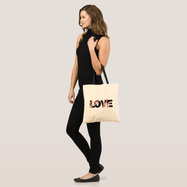 Love-Floral lettering Tote Bag (Front (Model))
