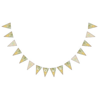 LOVE Floral Rustic Wood Wedding Flag Banner