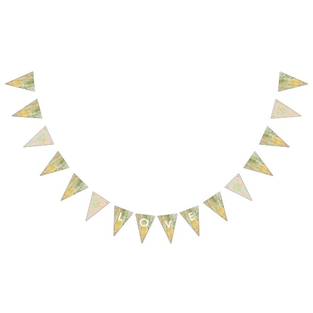 LOVE Floral Rustic Wood Wedding Flag Banner (All)