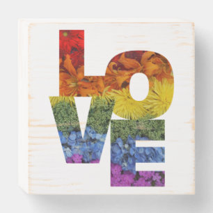 Love Floral Themed Wood Box Sign