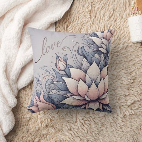 Love Floral Throw Pillow