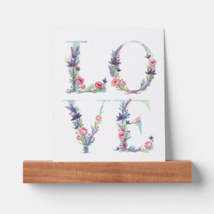 Love - Floral watercolor illustrated Picture Ledge