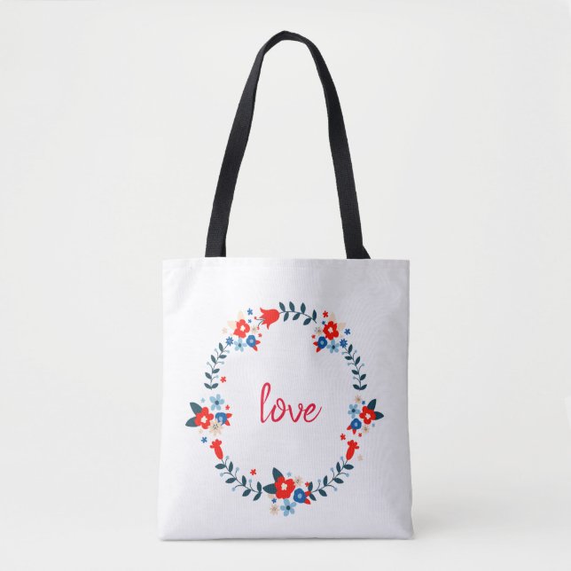 Love Floral Wreath Tote Bag (Front)