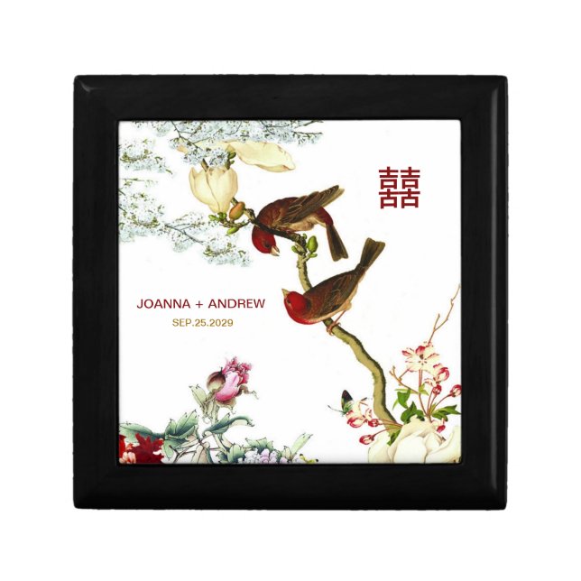 ©Love Flourishing Birds & Flowers Chinese Wedding  Gift Box (Front)