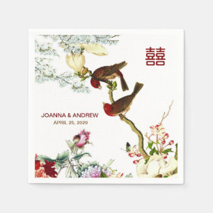 Love Flourishing Birds & Flowers Chinese Wedding © Paper Napkins