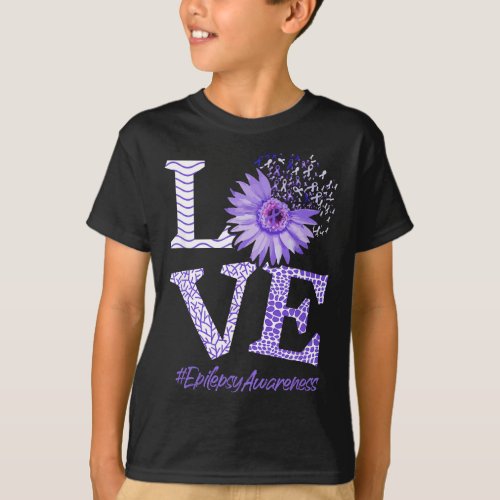 Love Flower Daisy Ribbon _ Epilepsy Awareness Mont T_Shirt