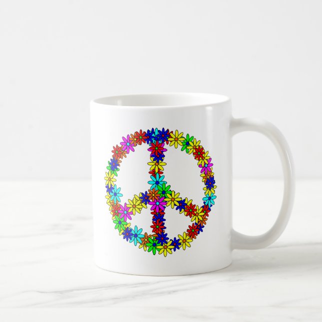 Love Flower Peace Sign Coffee Mug (Right)