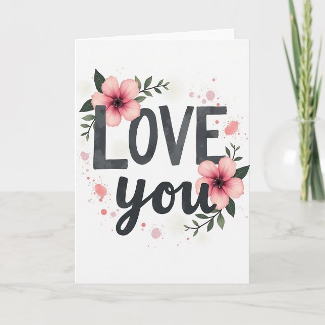 Love Flower Watercolor Art Card (Front)