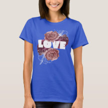 Love flower women deep royal color T-shirt