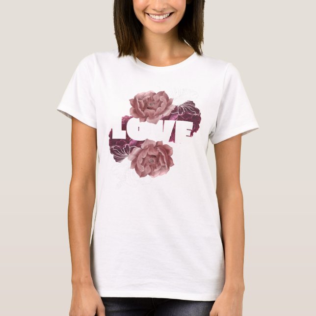 Love flower women white color T-shirt (Front)