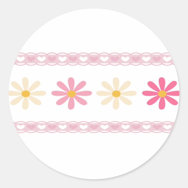 Love Flowers Classic Round Sticker (Front)