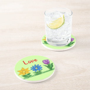 Love Flowers Drink Coasters