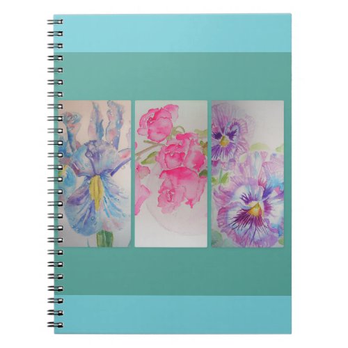 Love Flowers Floral Watercolor Turquoise Notebook