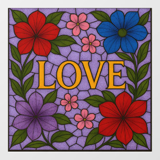 Love Flowers Lavender Stained Glass Cling