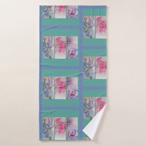 Love Flowers Mint Bathroom Bath Towel