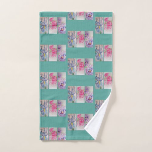 Love Flowers Mint Bathroom Hand Towel