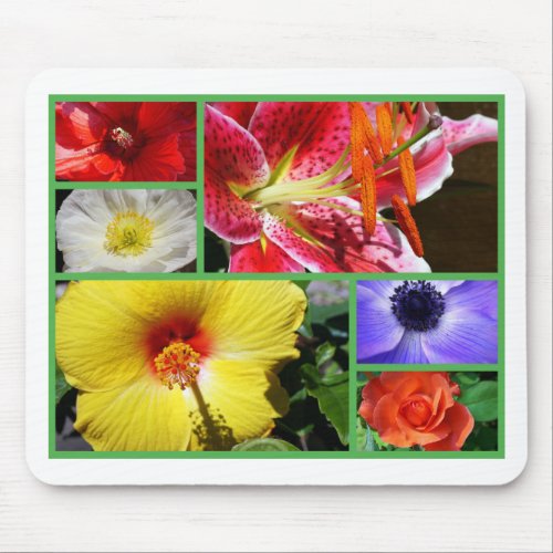 Love Flowers Photo Collage Mouse Pad