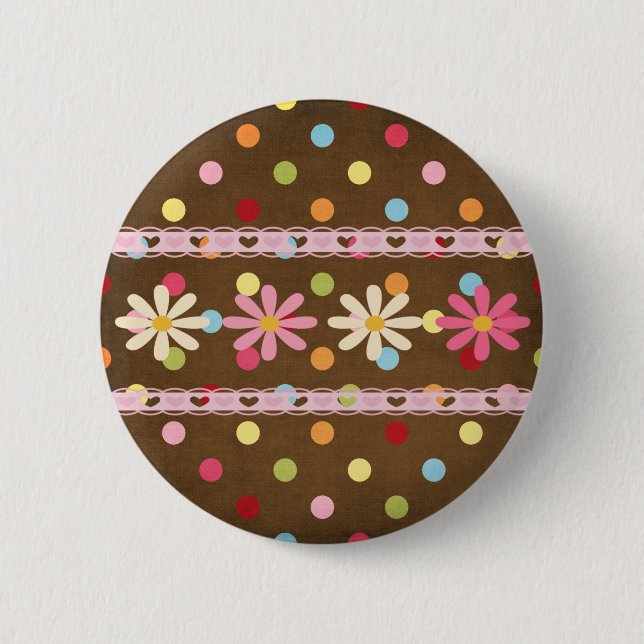 Love Flowers Pinback Button (Front)