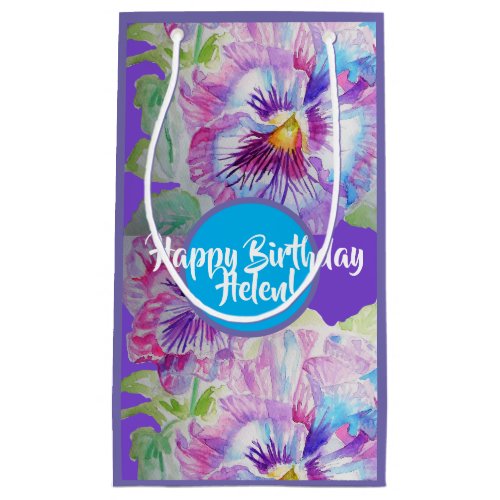 Love Flowers Purple Pansy flowers Floral Gift Bag