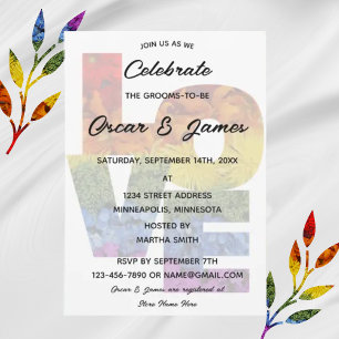 LOVE Flowers Same-Sex Engagement Party Invitation