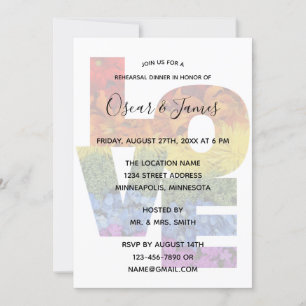 LOVE Flowers Same-Sex Rehearsal Dinner Invitation