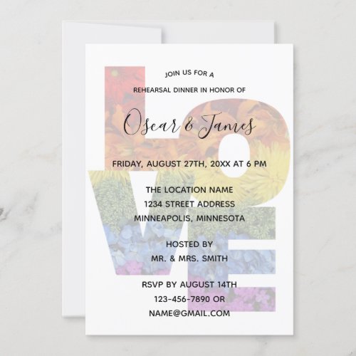 LOVE Flowers Same_Sex Rehearsal Dinner Invitation