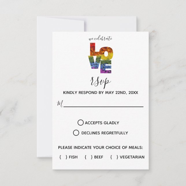 LOVE Flowers Same-Sex Wedding Response Card (Front)