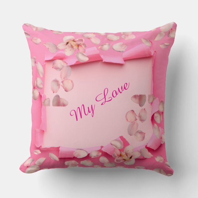Love Flowers Throw Pillow (Front)