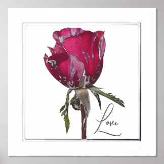 Love Foil Accent Red Rose Print Poster