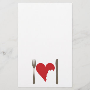 Love food, love Heart Stationery