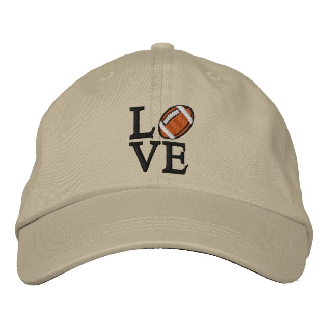 LOVE Football Embroidered Baseball Hat (Front)