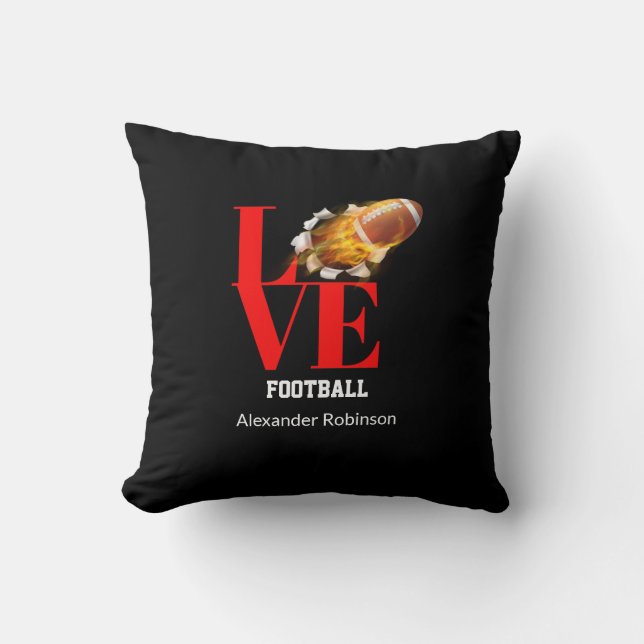 Love Football Personalized Sports   Throw Pillow (Front)