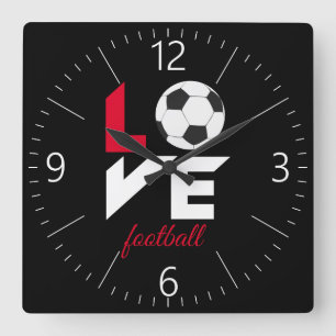 Love football square wall clock