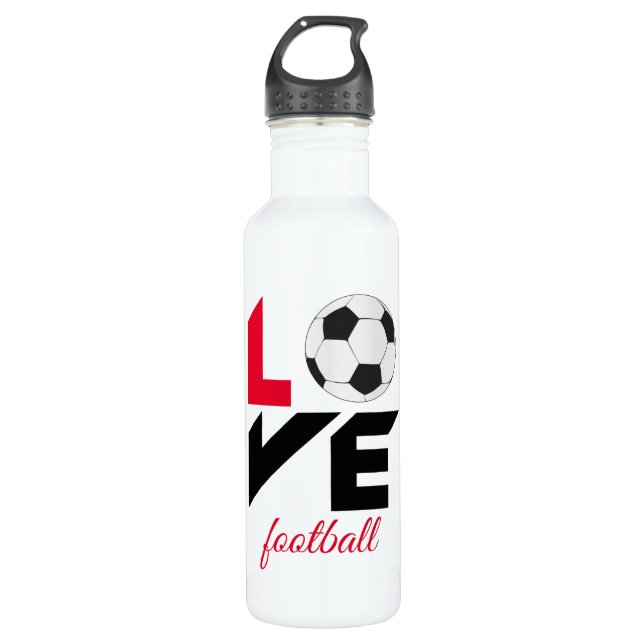Love football stainless steel water bottle (Front)