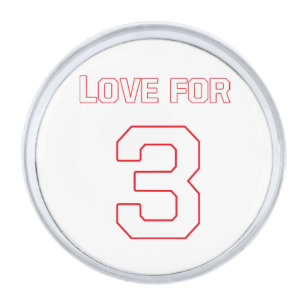 LOVE FOR 3 SILVER FINISH LAPEL PIN
