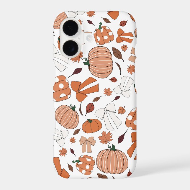Love for Autumn Fall Pumpkins Bows Leaves Pattern iPhone Case (Back)