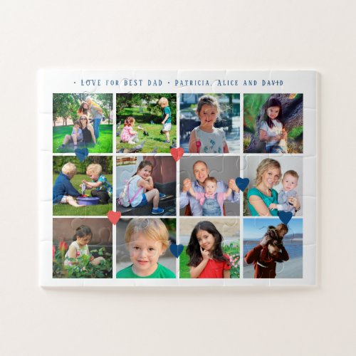 LOVE for BEST DAD 12 photo collage Fathers Day Jigsaw Puzzle