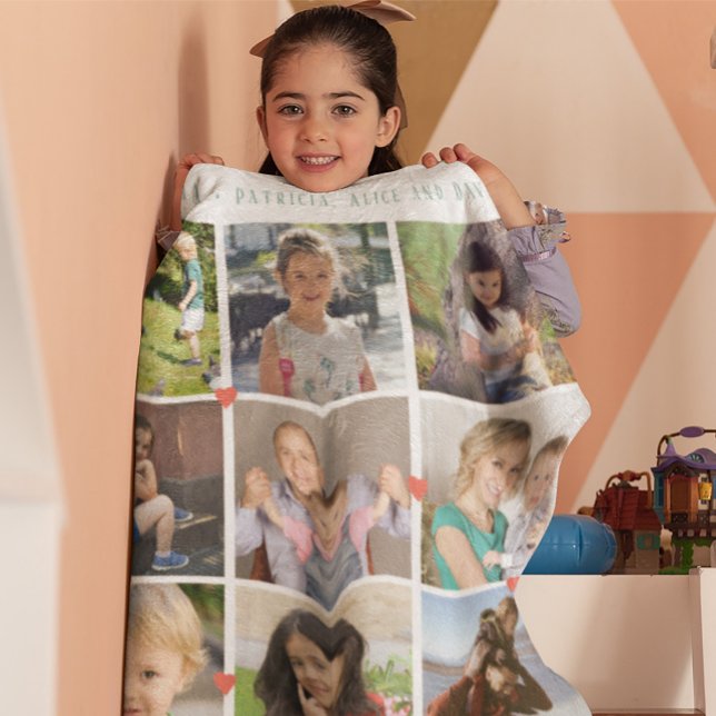 LOVE for BEST GRANDMA 12 family photo collage Fleece Blanket (Creator Uploaded)