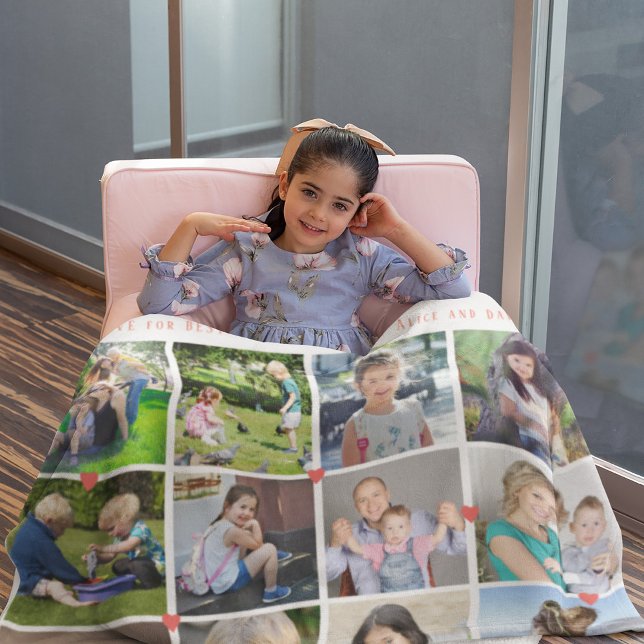 LOVE for BEST MOM 12 photo collage Mother's Day Fleece Blanket (Creator Uploaded)