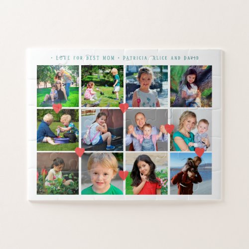 LOVE for BEST MOM 12 photo collage Mothers Day Jigsaw Puzzle