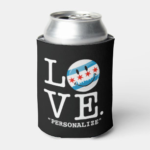 Love for Chicago Smiling Flag Can Cooler