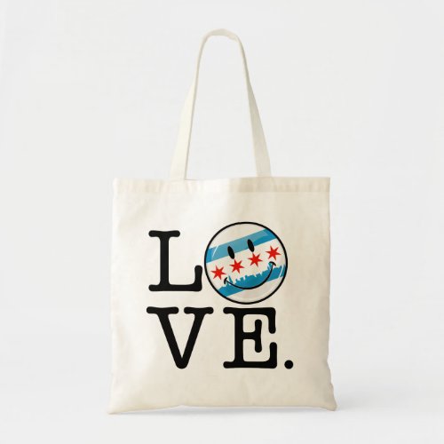 Love for Chicago Smiling Flag Tote Bag